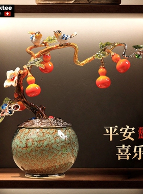 五福临门珐琅彩葫芦摆件乔迁礼物