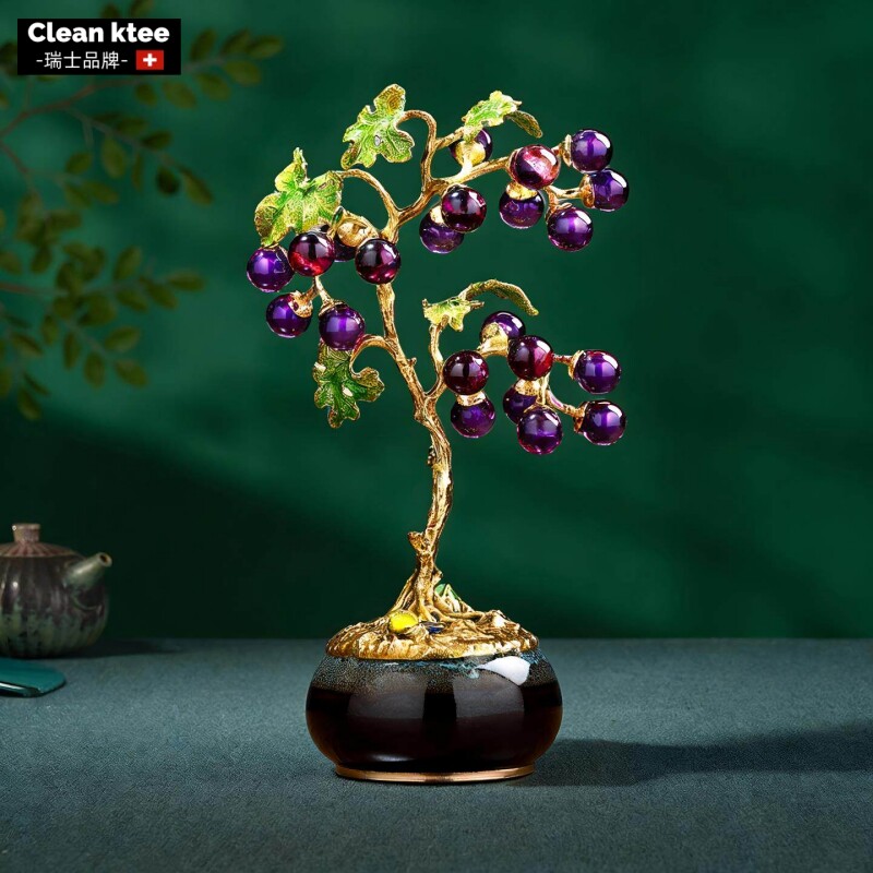 瑞士Clean ktee珐琅彩发财树摆件客厅玄关电视柜桌面高级感装饰