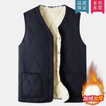 中老年人马甲男加绒加厚爸爸冬装羊羔绒背心爷爷冬装保暖坎肩马夹