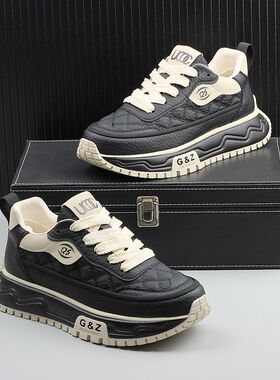 阿甘男鞋春季休闲防滑软底增高青少年学生跑步运动潮流绿色老爹鞋