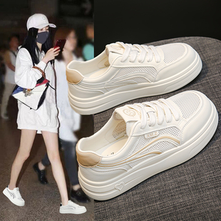 爆款网面透气小白鞋女款2026春夏季新款百搭厚底运动薄款板鞋女鞋