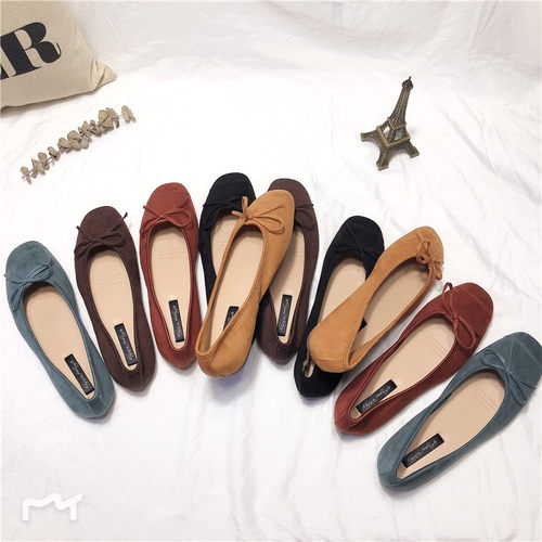 韩国小单鞋女学生方头绒面平跟