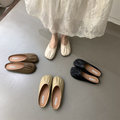 气质平底褶皱一脚蹬半托单鞋 包头半拖鞋 法式 外穿2026年新款 女夏季