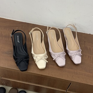 复古晚风粗跟包头凉鞋女鞋法式鞋子夏季2026新款单鞋后拉带凉拖鞋