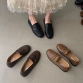 女平底单鞋 英伦小皮鞋 韩版 复古仙女学生圆头乐福鞋 女2025新款 秋季