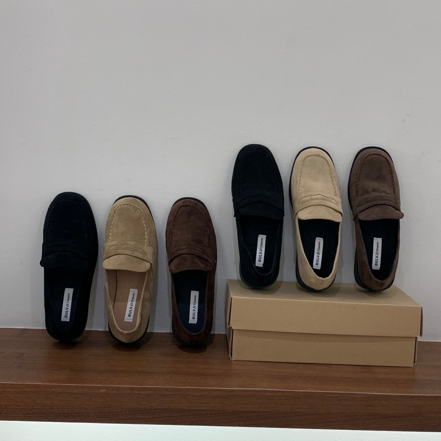 复古绒面咖色乐福鞋豆豆鞋秋夏百搭新款加绒单鞋粗跟女鞋子一脚蹬,女鞋,深口单鞋,淘宝优惠券,粉丝福利购,淘宝优惠卷