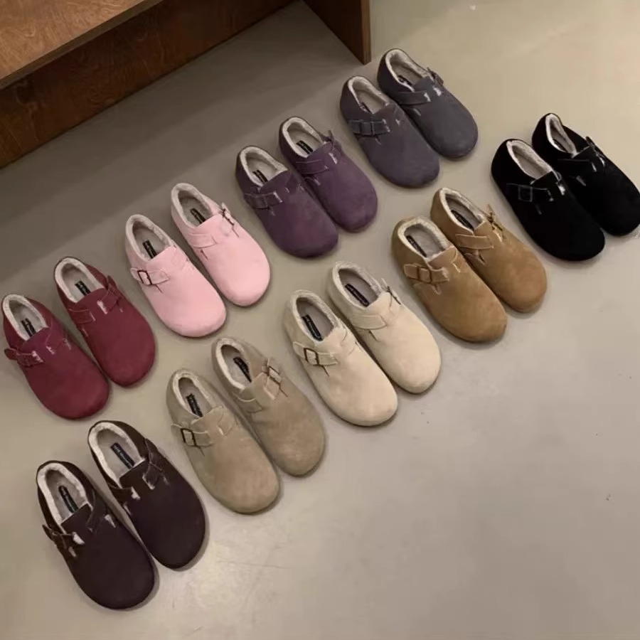 厚底加绒勃肯鞋毛毛鞋女鞋博肯