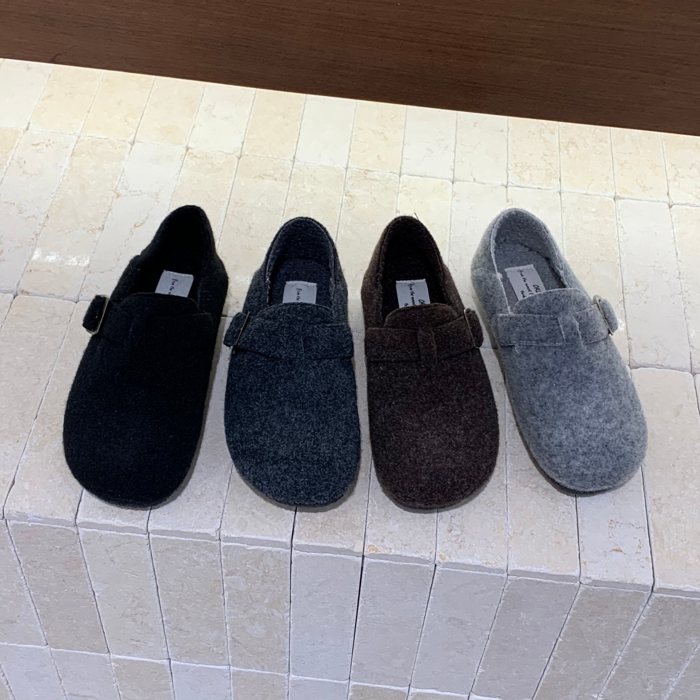 森系复古加绒毛呢勃肯鞋女2025秋冬新款软包软底单鞋乐福鞋豆豆鞋