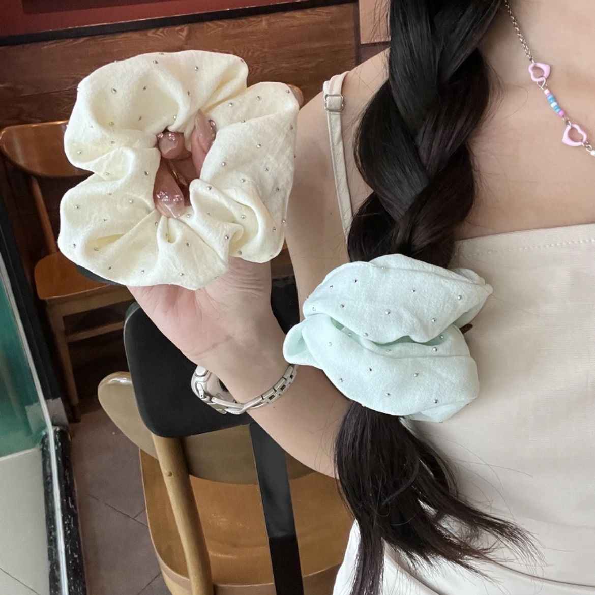 烫钻满天星大肠发圈女生设计