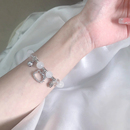 清透白水晶串珠手链月光气质甜美可爱猫铃铛小众设计感仿猫眼手串