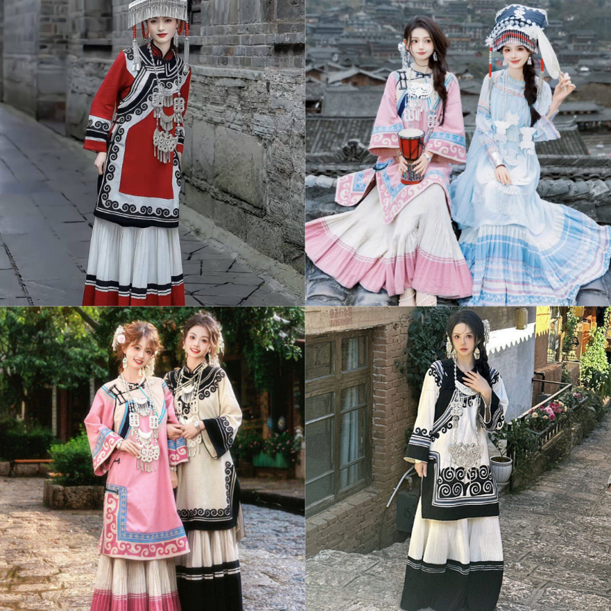 蝶夏爾新款彝族服裝春秋季服飾民族服裝復(fù)古民族閨蜜旅拍寫真服裝