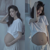 居家风孕妈咪大肚子照艺术照孕妇照片写真服装 影楼孕妇装 摄影新款