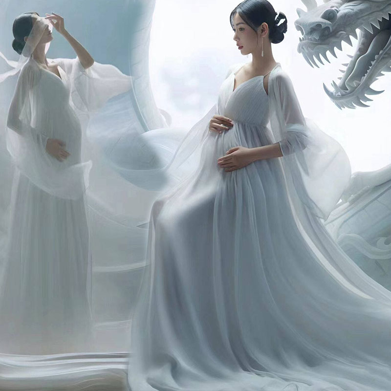 影楼新款龙年主题孕妈摄影照服装