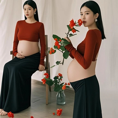 影楼新款孕妇照服装复古油画风孕妈大肚照摄影写真服装纯欲风小众