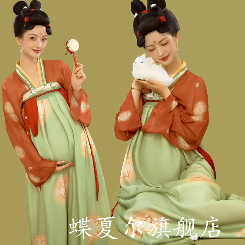 孕妇照服装新款影楼摄影孕妈艺术照复古唐宫夜宴汉服孕妇写真衣服
