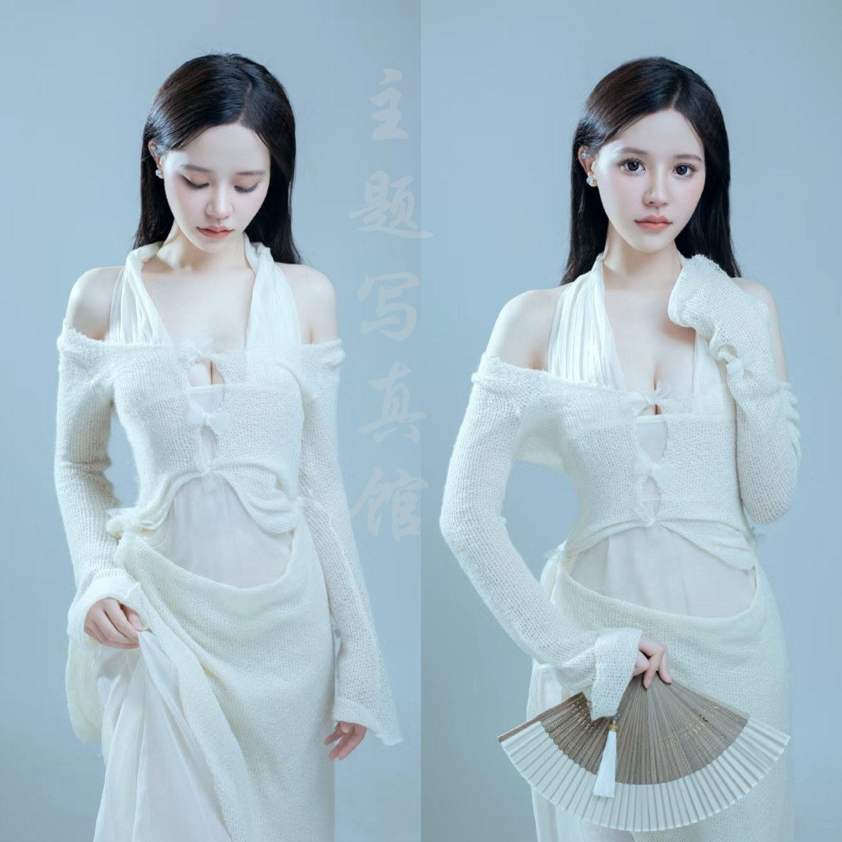 影楼孕妇照服装挂脖连衣裙