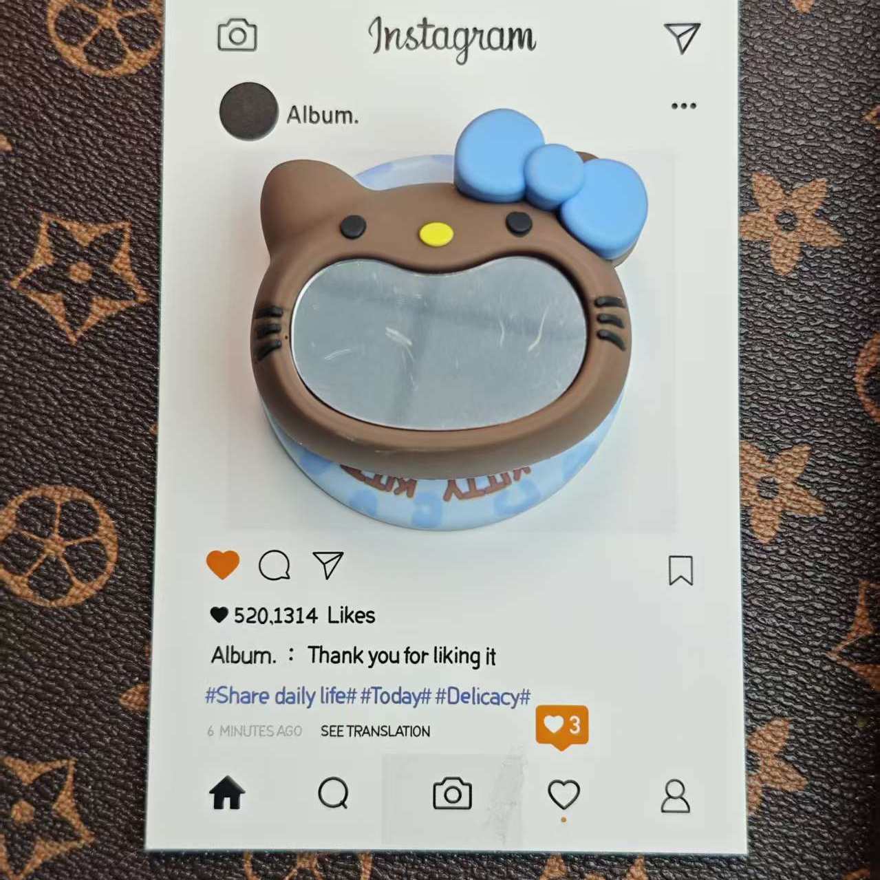 卡通蝴蝶结kt猫镜子磁吸支架