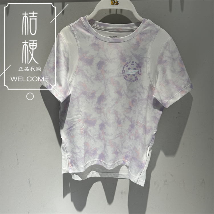 斯凯奇夏新品女童针织短袖T恤衫