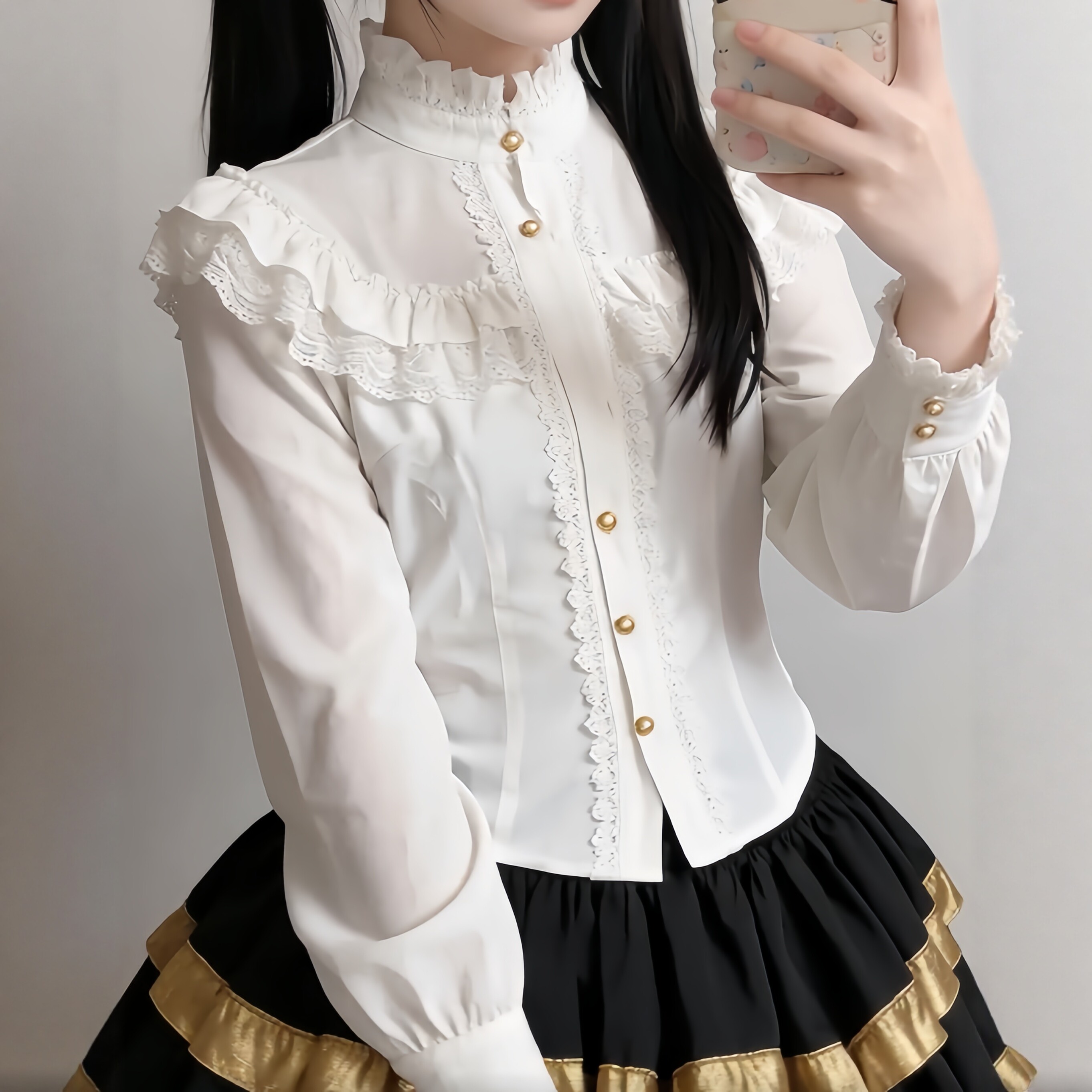 中世纪古早Lolita内搭长袖衬衫女图片
