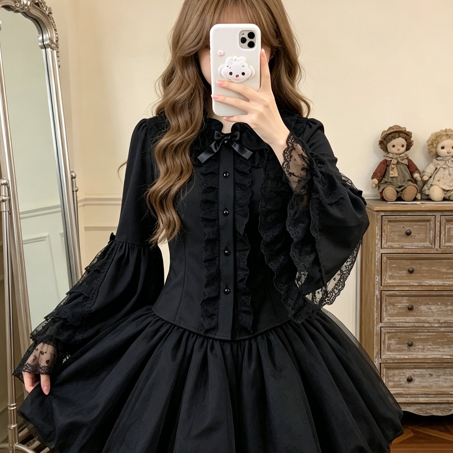 Lolita蕾丝doll感姬袖长袖上衣秋图片