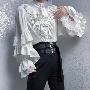 蝙蝠袖 基佬装 宫廷风红色 王子洛丽塔内搭长袖 白色哥特风lolita衬衫