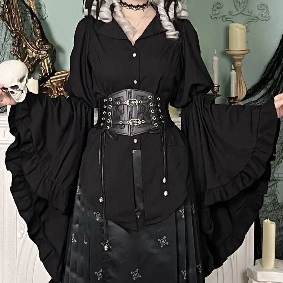 大码哥特风Lolita姬袖衬衫大摆袖