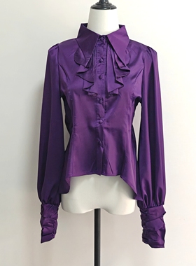 紫色lolita内搭王子系中世纪打底衫复古长袖洛丽塔羊腿袖绅士衬衫