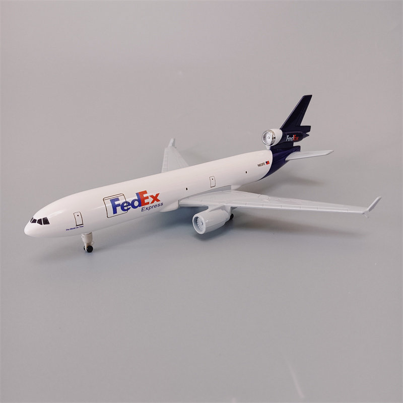 20cm联邦FEDEX运输机麦道MD-11合金仿真飞机模型金属航模带轮子
