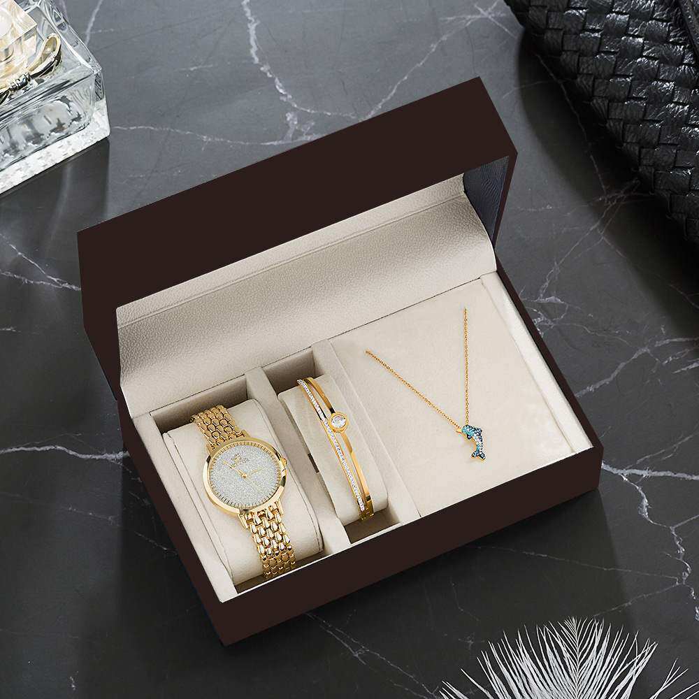 wristwatch stainless steel diamond inlaid bracelet gift box
