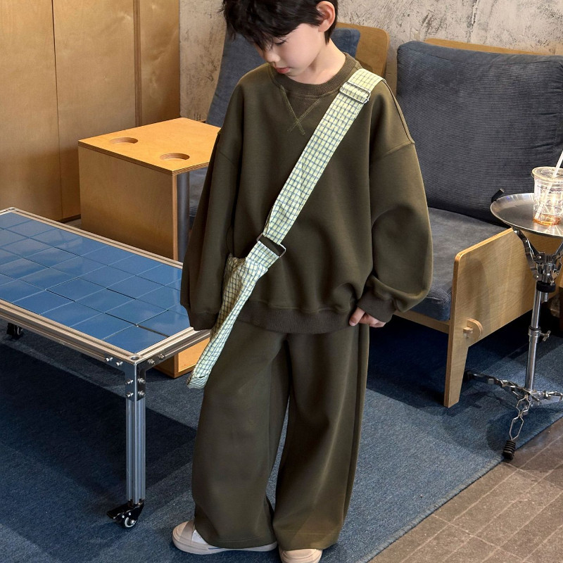 SAELAC儿童套装男童韩版帅气洋气卫衣潮帅气时髦两件痞帅风2026春