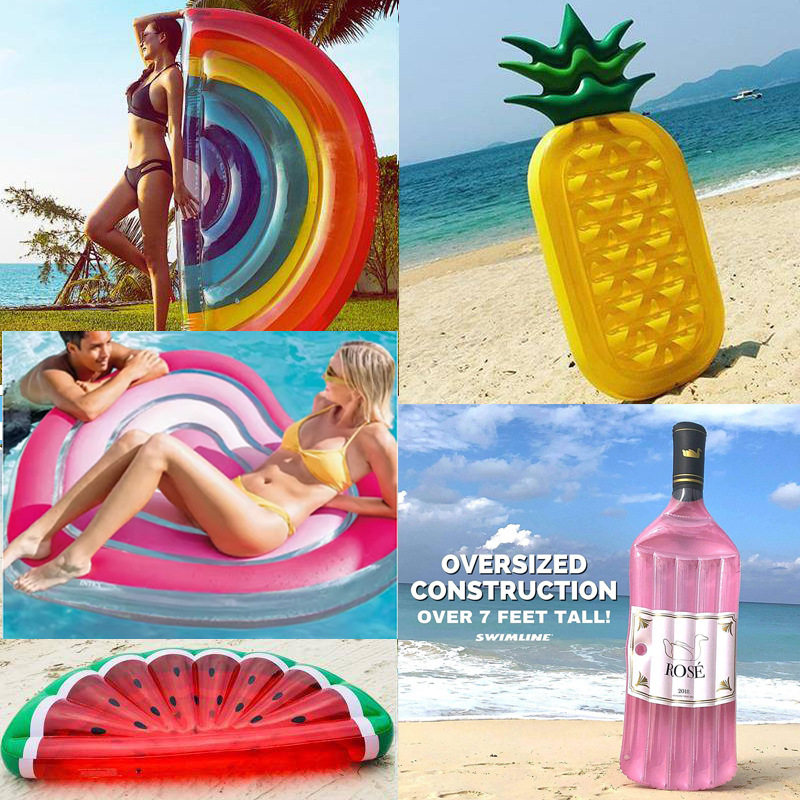 水上充气西瓜菠萝彩虹披萨酒瓶成人儿童游泳圈漂浮床浮排玩具加厚