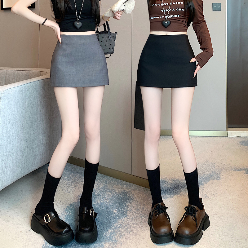 灰色西装半身裙女2025新款春秋高腰小个子美式辣妹a字包臀裙短裙