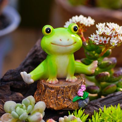可以爱小青蛙花园微景观装饰摆件