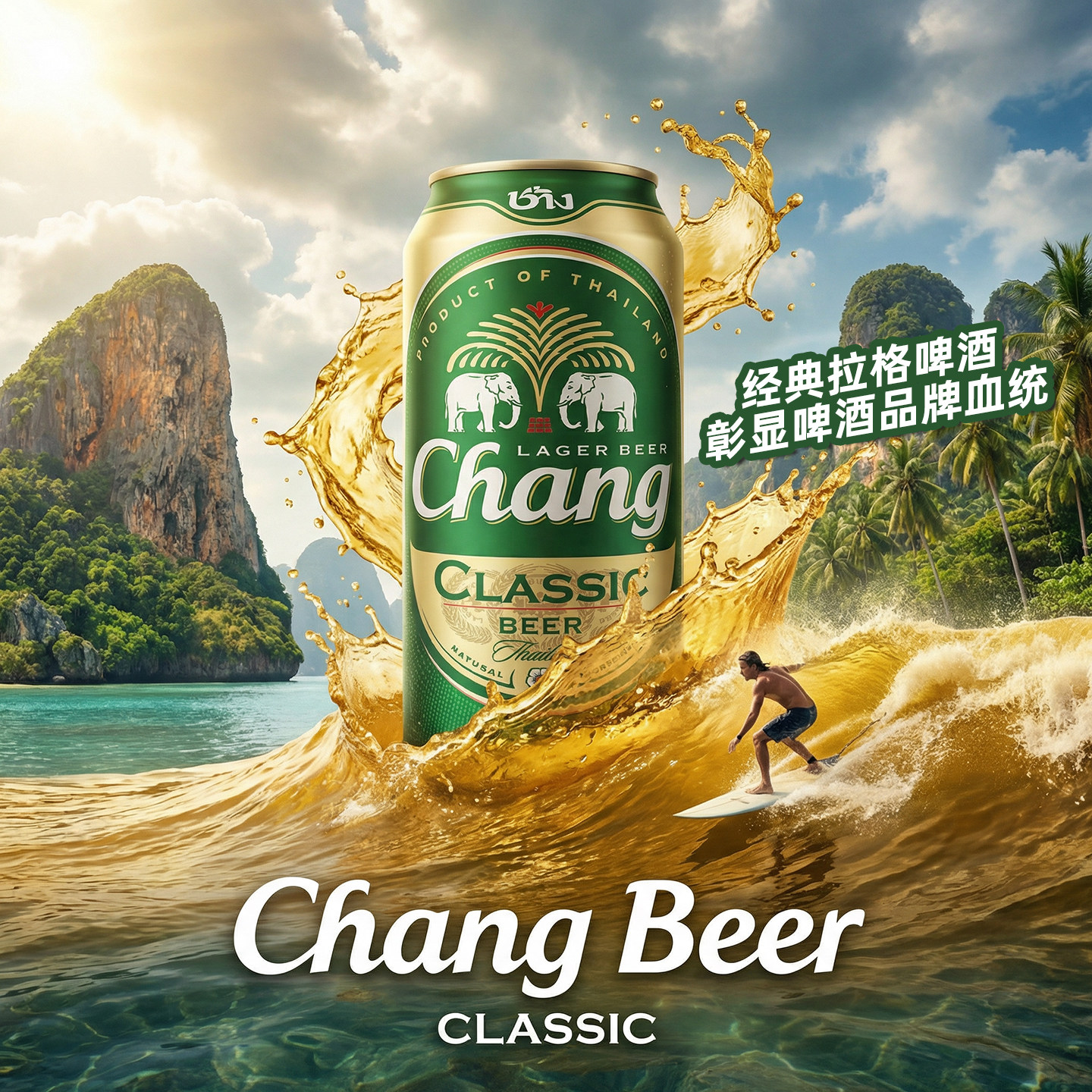 泰国进口大象牌啤酒500ml*4瓶