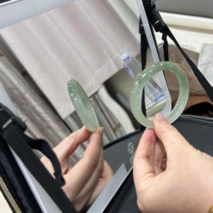 缅甸老坑冰种翡翠正圈手镯女半山水翠绿油青天山翠玉镯子精美礼盒