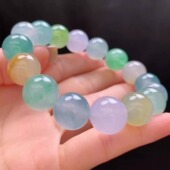 缅甸冰种马卡龙色翡翠手串多巴胺多宝手串春日烂漫玉髓翡翠处理