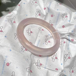 马料香槟粉树莓粉高冰高透玛瑙玉髓手镯气质显白藕粉西柚粉带证书