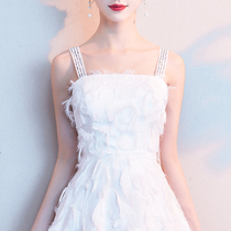 Small evening dress dress women 2019 new white temperament celebrity noble high end annual party temperament can be worn at ordinary times