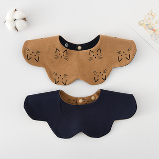 新款高颜值婴儿口水巾纱布花瓣围兜纯色双面口水兜造型宝宝围嘴