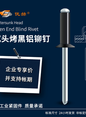 黑色沉头铝拉钉GB12617烤漆烤黑平头抽芯铆钉开口型沉头拉铆钉