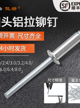 铆钉抽芯铆钉铝拉钉平圆头拉柳钉GB12618拉钉铝卯钉开口型拉铆钉