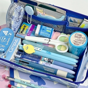 日本kokuyo国誉Campus加藤木蝴蝶结洞洞笔袋高颜值横开学生用笔盒可DIY文具铅笔盒少女心大容量