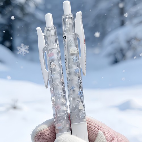 斑马JJ99冬日雪花羽毛按动中性笔