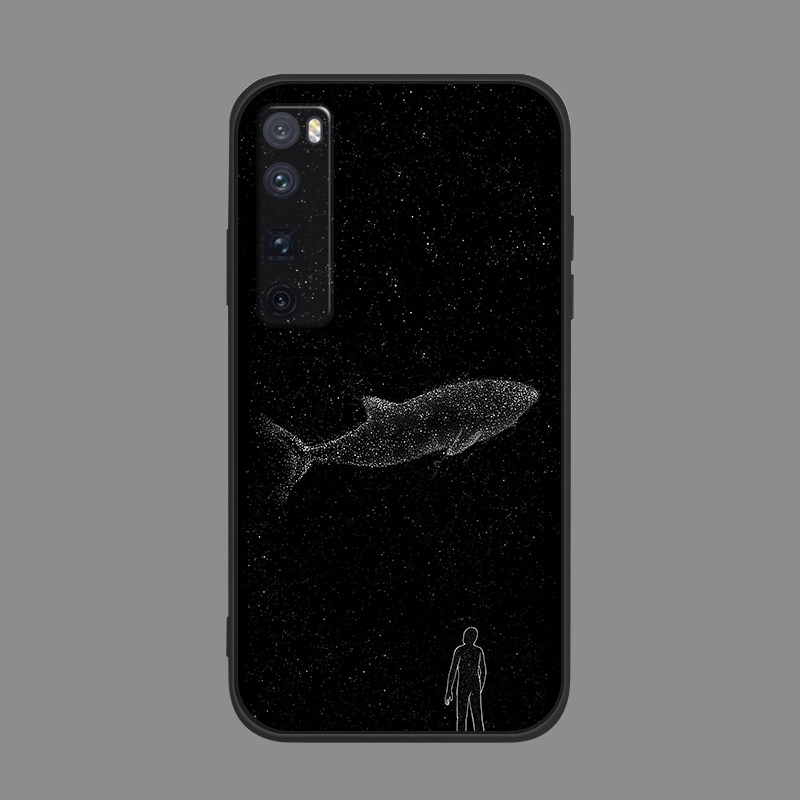 适用于天鱼行空华为nova9/7pro/8se手机壳/5t创意插画硅胶防摔全包