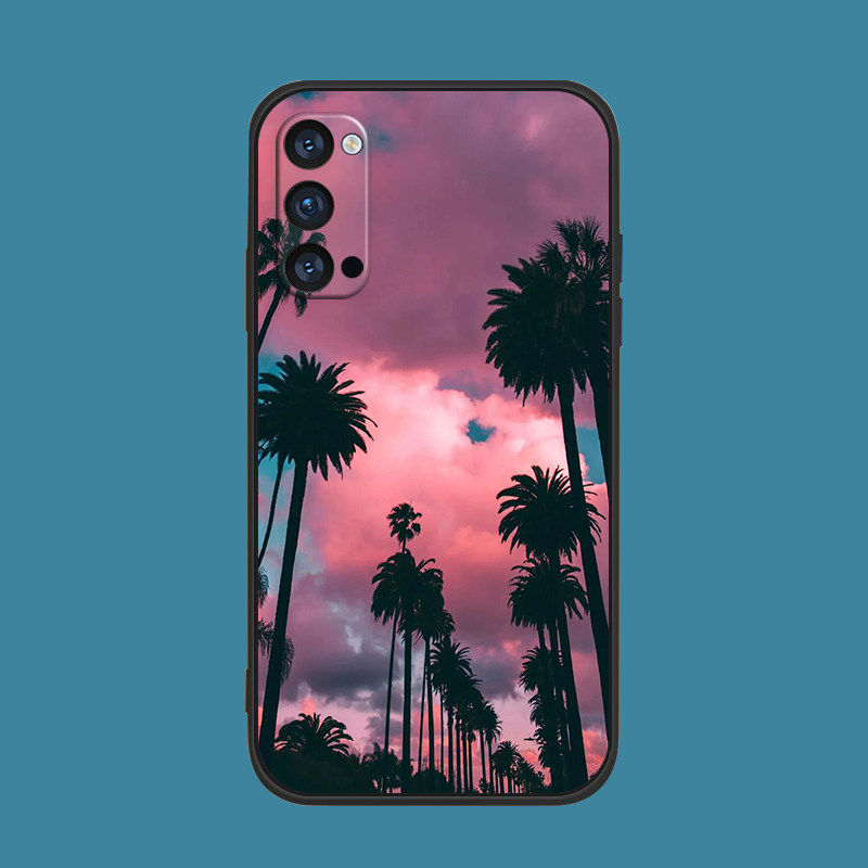 适用于晚霞ins风手机壳oppo古风书法findx3硅胶reno/5pro/7se/ace2