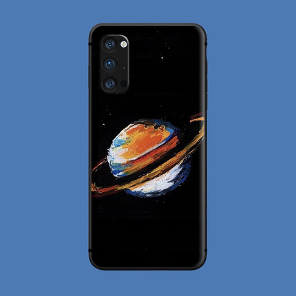 适用于oppo手机壳Reno/5pro/7se创意土星插画r17/ace2磨砂软findx3