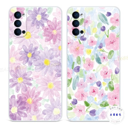 日韩风花卉9适用于oppo reno6手机壳8pro+7简约5K少女心4se文艺3元气版2z女款Ace轻薄软十