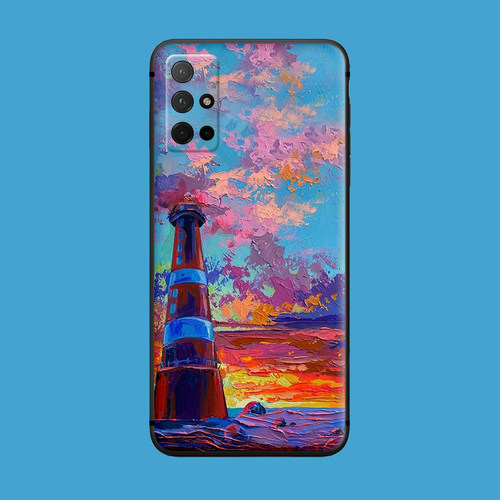 适用于油画荣耀v40/v30pro/v20手机壳30s/20i/60/9灯塔晚霞磨砂50se