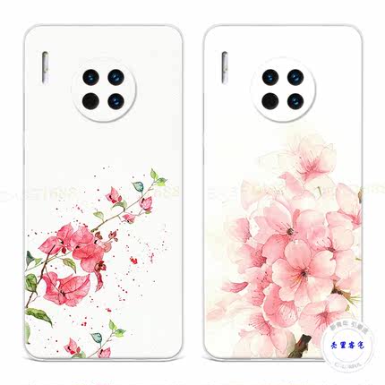 适用于唯美牵牛花华为mate30手机壳40pro+50文艺20x女10e简约9桃花8
