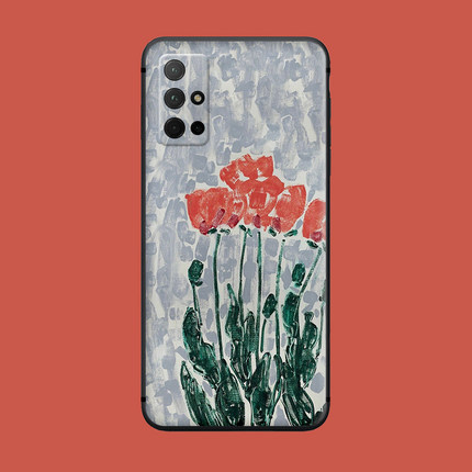 适用于印象派复古手机壳9/60荣耀50se/20/10pro油画花朵v40/v30磨砂